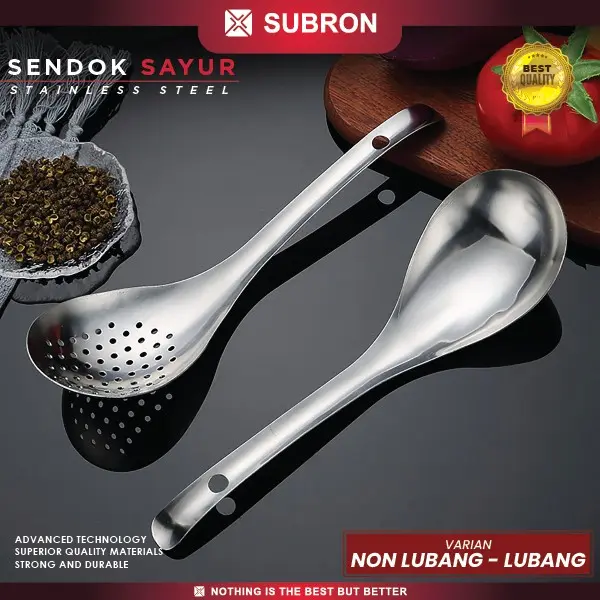 SUBRON Sendok Sayur Centong Saringan Mie Makanan Sup Peralatan Masak Parktis Multifungsi Stainless