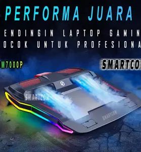 SMARTCOM SM7000 RGB Gaming Laptop Cooler Pad Powerful Fan Speed Adjustable Height Kipas Fan Pendingin Laptop Portable