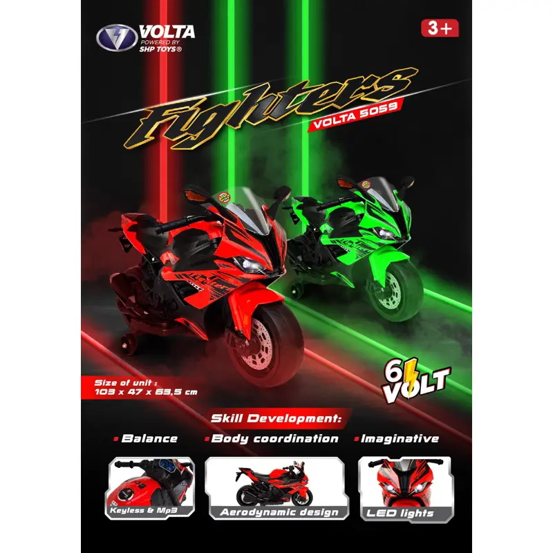 Motor Aki Anak VOLTA 5059 Fighters NINJA Motoran Mainan Anak Charge Cas Aki