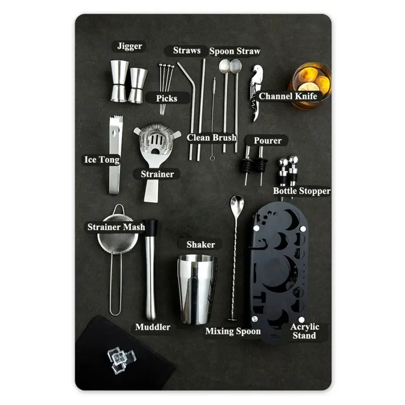 Bartender Set 23in1 Cocktail Boston Shaker Stainless Steel SH-23 Silver 1