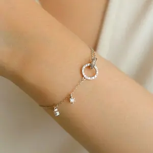 Intertwine Ring Zirconia Drop Bracelet — Gelang Sterling Silver