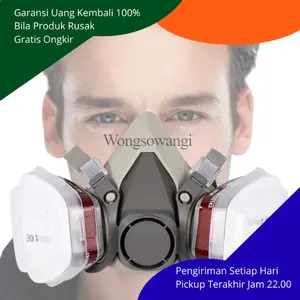 Masker Gas Respirator 6200 Kimia Cat Spray Asap Fogging Double Filter