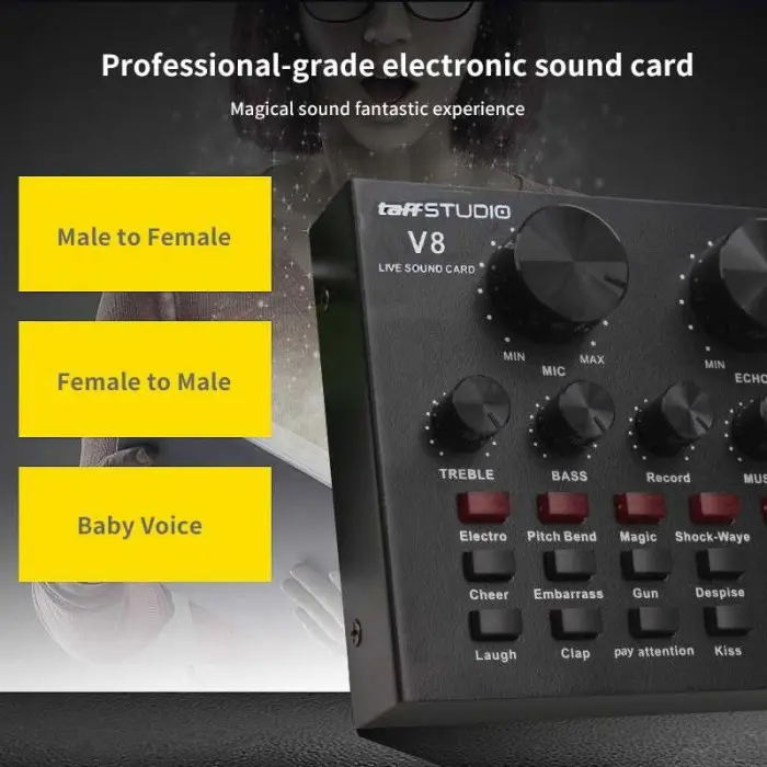 taffSTUDIO V8u Sound Card Bluetooth Mic Audio taff STUDIO Soundcard V8 3
