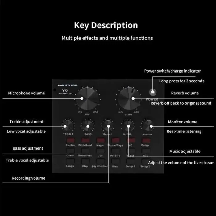 taffSTUDIO V8u Sound Card Bluetooth Mic Audio taff STUDIO Soundcard V8 2