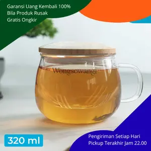 Gelas Cangkir Kaca Saringan Teh Rempah Hiasan Rumah Aesthetic Lucu Tea Air