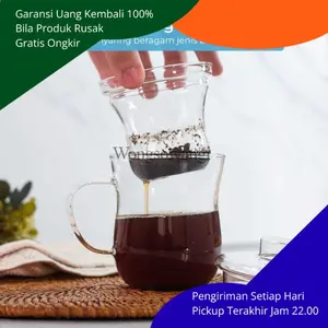Gelas Kaca Cangkir Saringan Teh Kopi Ramuan Cup Mug Infuser Rempah