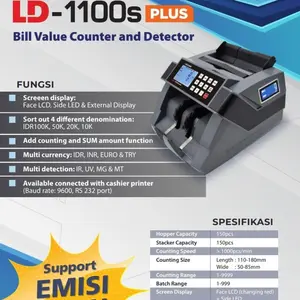 SECURE LD-1100S - MESIN HITUNG UANG/BILL MONEY COUNTER DETECTOR 1000 S