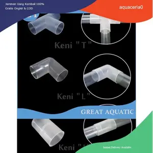 PAKET DAPAT 5 PCS SAMBUNGAN PIPA aquarium aquascape TIPE T L MIN TUTUP hidroponik