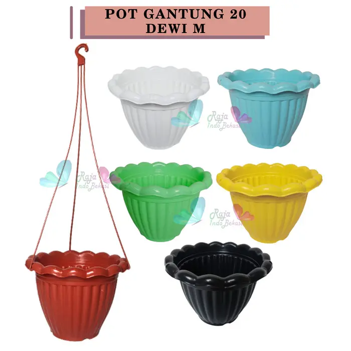 RAJA INDO Pot Gantung Dewi M 20 Putih Hitam Coklat Biru Hijau Kuning