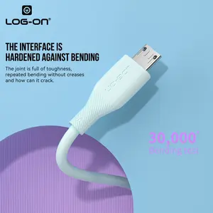 LOG ON KABEL MICRO/TYPE C LO-CB80 FAST CHARGING 3A 1M ANDROID Tahan Lama Fleksibel 30000 kali Uji Bending