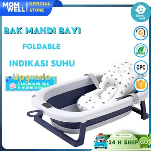 Momwell Foldable Baby Bath Tub / Bak Mandi Bayi Lipat dengan Bantal Mandi Tempat Mandi Bayi Portable