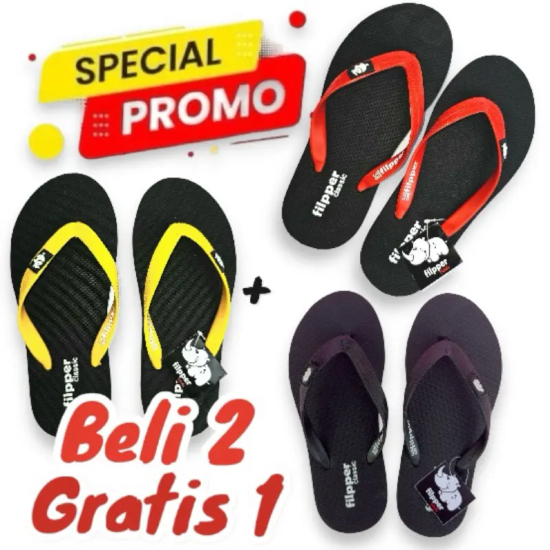 SUPER PROMO SANDAL JAPIT JEPIT KARET FILPER FLIPPEER BELI 2 GRATIS 1 CEWEK COWOK EMPUK PREMIUM 1