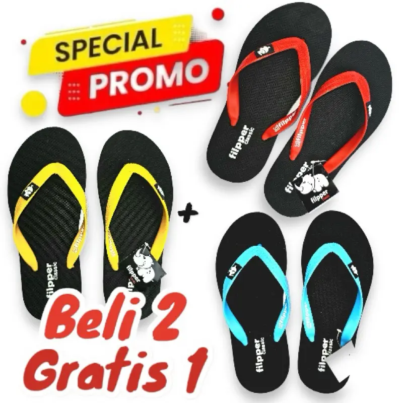 SUPER PROMO SANDAL JAPIT JEPIT KARET FILPER FLIPPEER BELI 2 GRATIS 1 CEWEK COWOK EMPUK PREMIUM 2