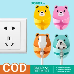 Gantungan Kabel Listrik Tempel Dinding Motif Bear Plug Hook Colokan HM062 - XOBOX