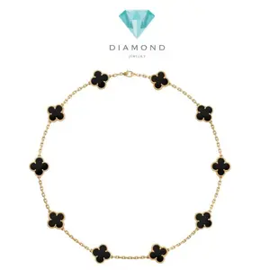 Clover Necklace 10 Vintage Onyx 18K Gold-Diamond Jewelry-85KBD160000AB