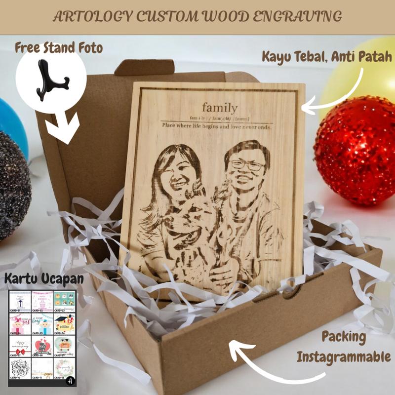 Ukiran Kayu Custom Premium - Grafir Foto Untuk Kenang-Kenangan Souvenir Hadiah Kelulusan Graduation Pernikahan Wedding Ulang Tahun Birthday Anniversary Kado Cewek Cowok Romantis Perpisahan Kantor Perusahaan - Custom Wood Engraving 0