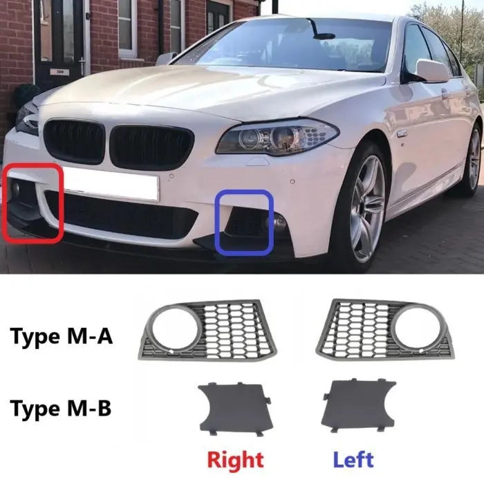 Fog Trim For BMW F10 Pre-LCI M Sport Old Bumper Depan Light Lampu Kabut Grill 523