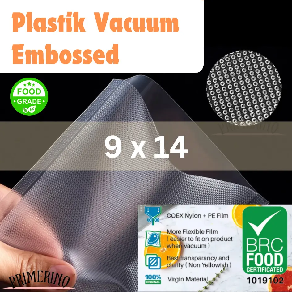 Vacuum Bag Embossed 9x14 Food Grade / Vacum Bag Plastik Vakum Makanan Tekstur Emboss Bintik