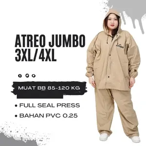 Jas Hujan Pria Wanita Jumbo Super Besar XXXL 3XL XXXXL 4XL Seal Press by ATREO Jas Hujan Setelan Waterproof Pvc