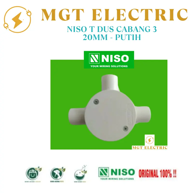 NISO T DUS CABANG 3 - 20MM - Putih 0