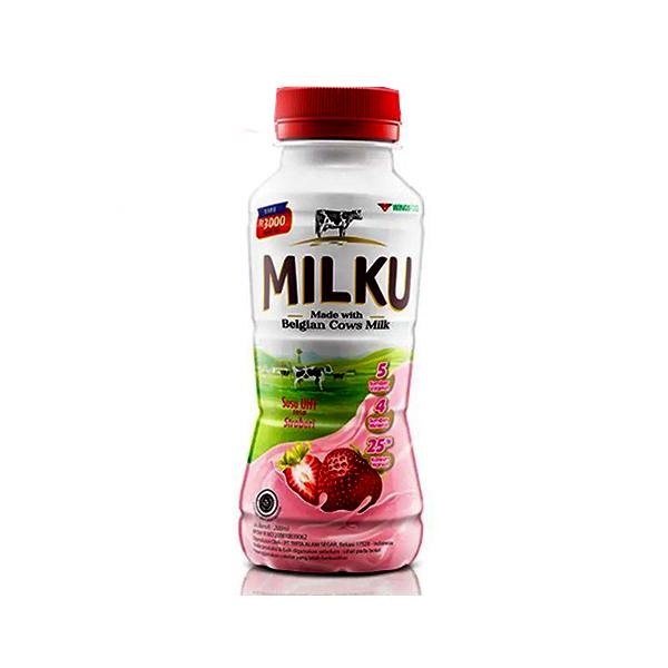 Gambar MILKU UHT STROBERI 200 ML - SUSU dari Hypermart Depok Kota Depok Tokopedia