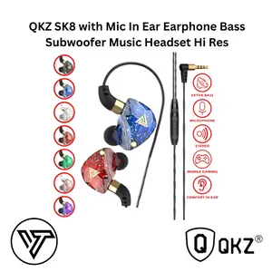 QKZ SK8 with Mic In Ear Earphone Bass Subwoofer - ORIGINAL QKZ SK8