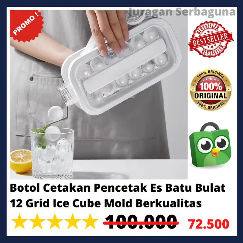 Botol Cetakan Pencetak Es Batu Bulat 12 Grid Ice Cube Mold Berkualitas 0