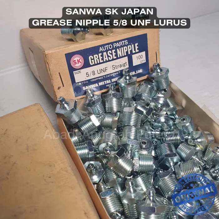 Nepel Stempet Gemuk 5/8 UNF LURUS Grease Nipple Straight SANWA SK JAPAN 2