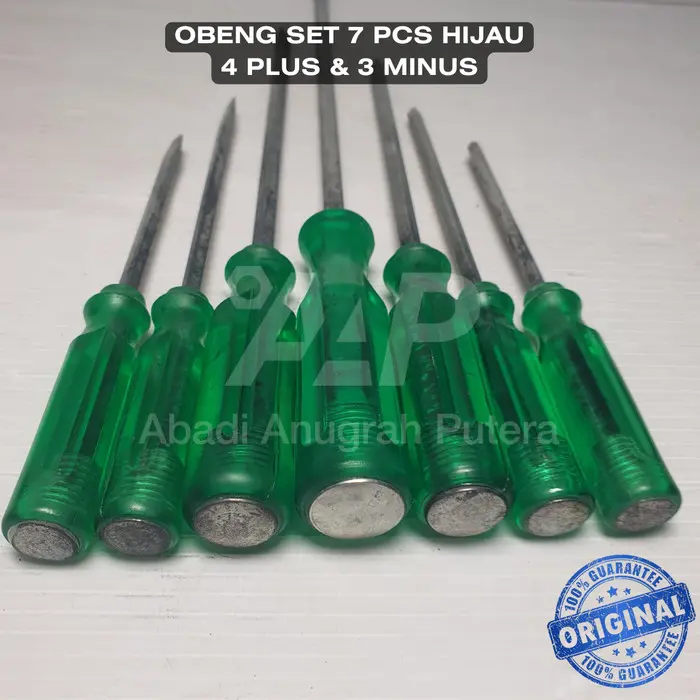 Obeng Set 7 pcs (4 Minus & 3 Plus) Hijau 2
