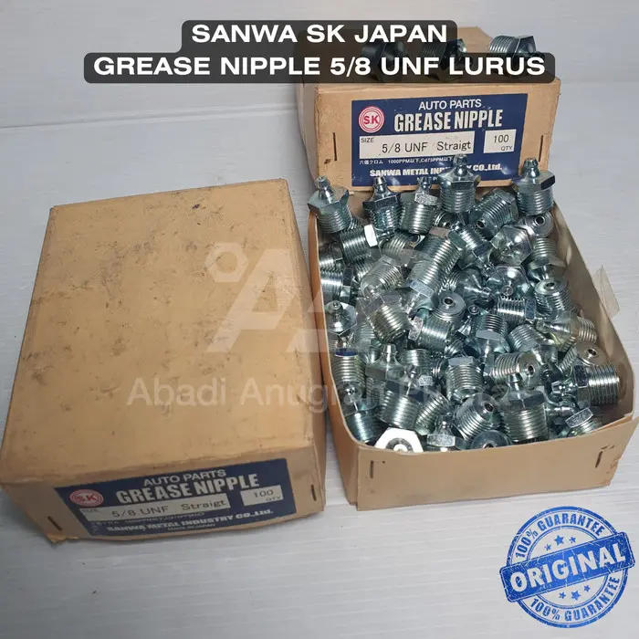 Nepel Stempet Gemuk 5/8 UNF LURUS Grease Nipple Straight SANWA SK JAPAN 1