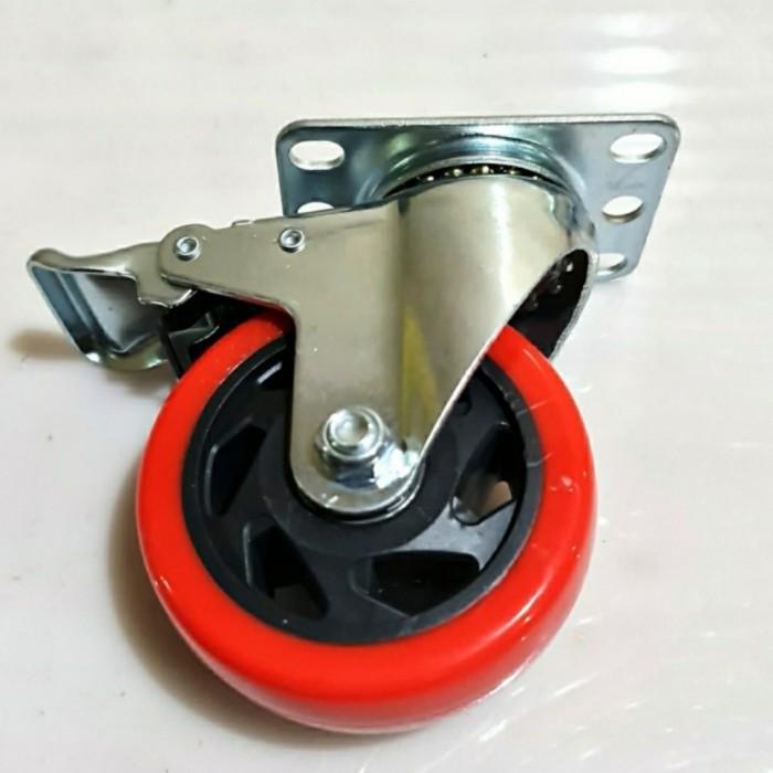 Roda Troli Pu Merah Double Bearing Medium Duty 4 inch Rem - Shop ...