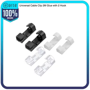 Arte Cable Clip lem 3M Glue 2 Hook (minimum pembelian 10 pcs) Klip Kabel Organizer Cable Clip Holder organizer klip tempel pengikat kabel wire holder