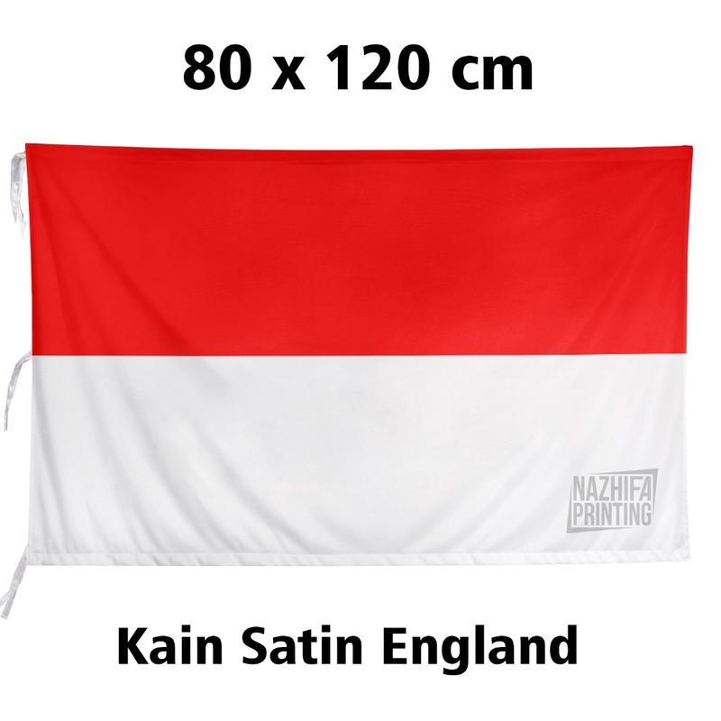 Nazhifa Printing - Bendera Merah Putih 80 x 120 cm, Bendera Indonesia ( Bahan Satin England, Ukuran Standar, Bendera Lapangan, Bendera Upacara, Bendera 17 agustus ) 0