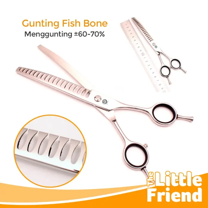 Gunting Sasak Lengkung Grooming Bulu Anjing Fishbone Shark Tooth TERLARIS/TERMURAH/TERPOPULER