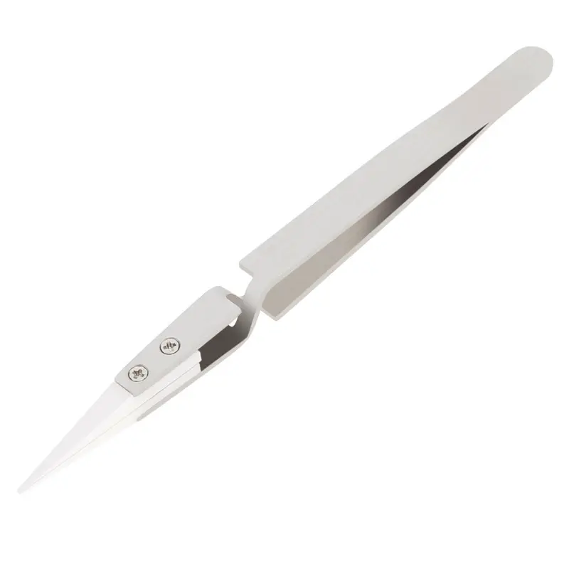 Stainless Steel Straight Point Tweezer Precision Bend Tip Heat Resistant Non Conductive Tweezers for Electronics Soldering Tools 2