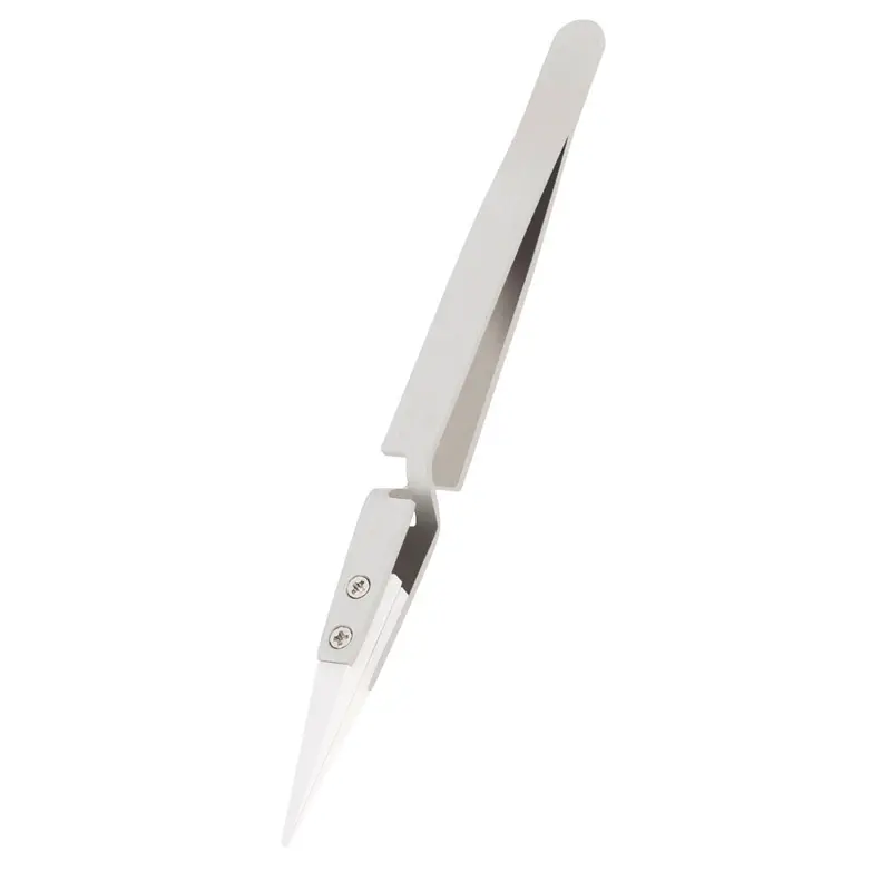 Stainless Steel Straight Point Tweezer Precision Bend Tip Heat Resistant Non Conductive Tweezers for Electronics Soldering Tools 3