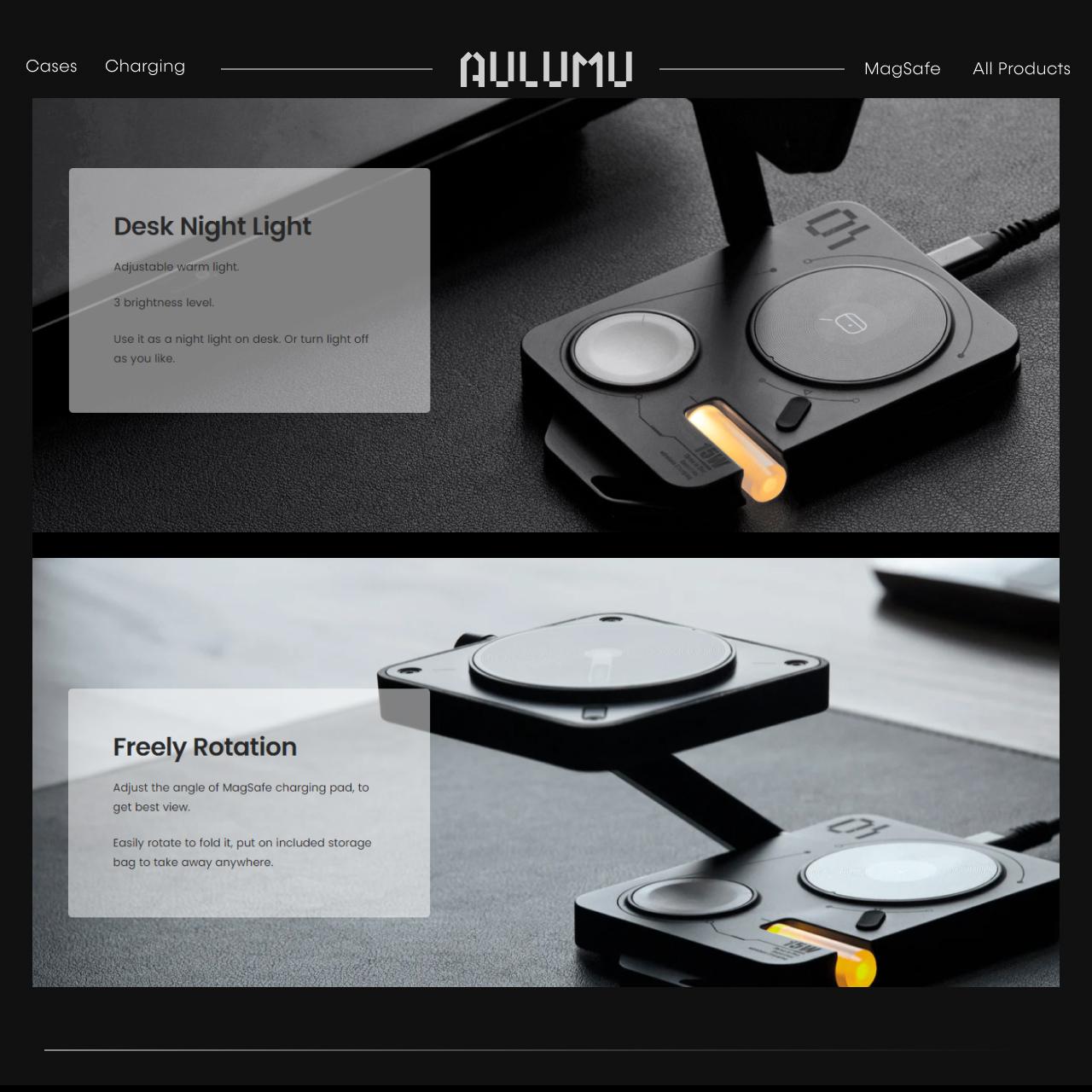 Aulumu Wireless Charging Foldable 4-in-1 - Black UA-M01-BK
