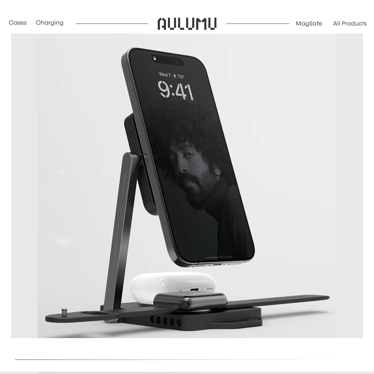 Aulumu Wireless Charging Foldable 4-in-1 - Black UA-M01-BK