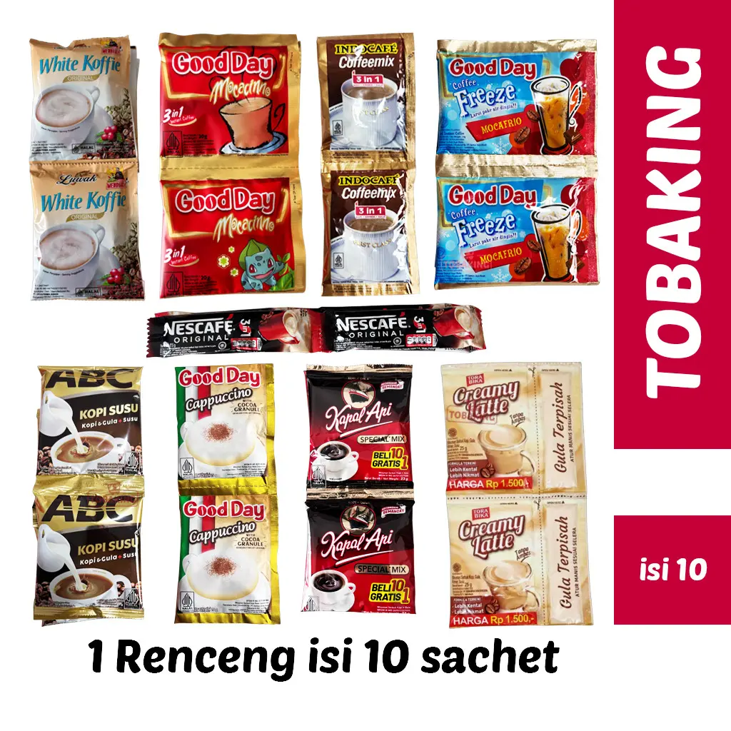Kopi Kapal Api Good day ABC Torabika Indocafe Luwak Kopi Instan Renceng