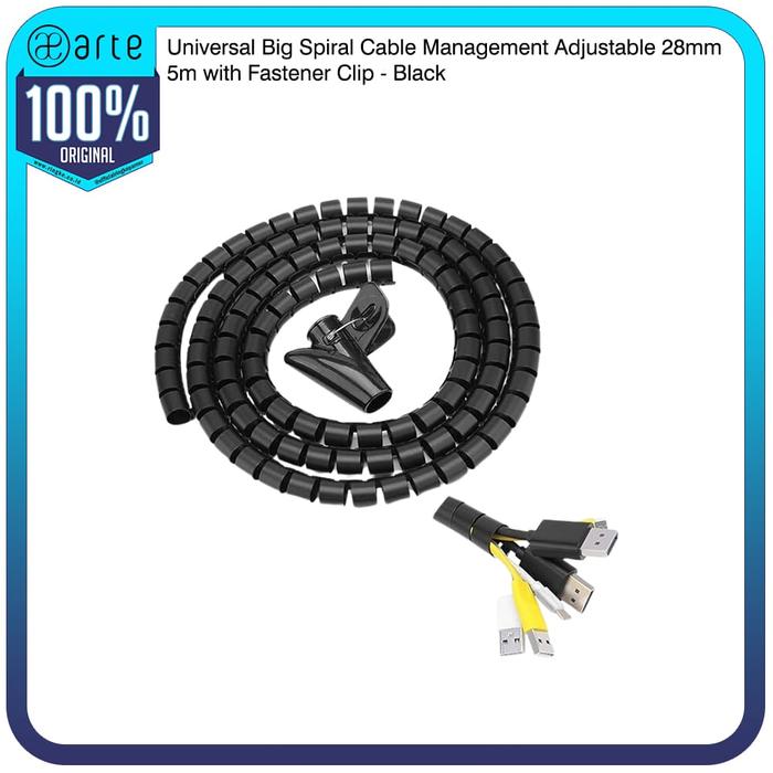 Gambar Arte Universal Big Spiral Cable Management Adjustable 28mm 5m with Fastener Clip Black Kabel Spiral Wrapping Pelindung Perapih Pembungkus Kabel Organizer Tube dengan Pengait otomatis Cable Management Under Desk dari Official Ringke Partner Kota Administrasi Jakarta Utara Tokopedia
