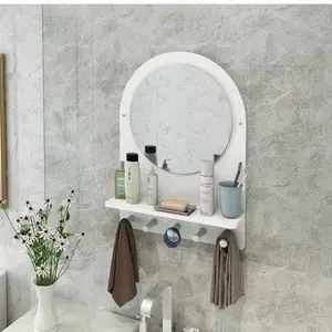 Premium Kaca Cermin Wastafel Kamar Mandi+Gantungan Rak Sabun Meja Serbaguna