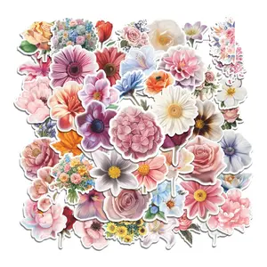 COD 50 Pcs Stiker Vintage Flower Lucu Anti Air Untuk Dekorasi Notebook Sepeda Skateboard Handphone