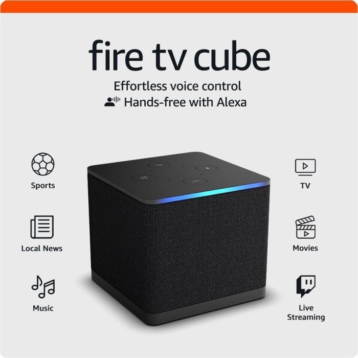 Amazon Fire TV Cube 3rd Gen 2022, Hands-free 4K ultra HD streaming with Alexa, free and live TV, smart home control