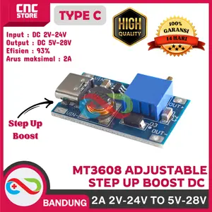 STEP UP MODULE BOOST DC DC TYPE C MT3608 ADJUSTABLE  2A 2V-24V TO  5V-28V