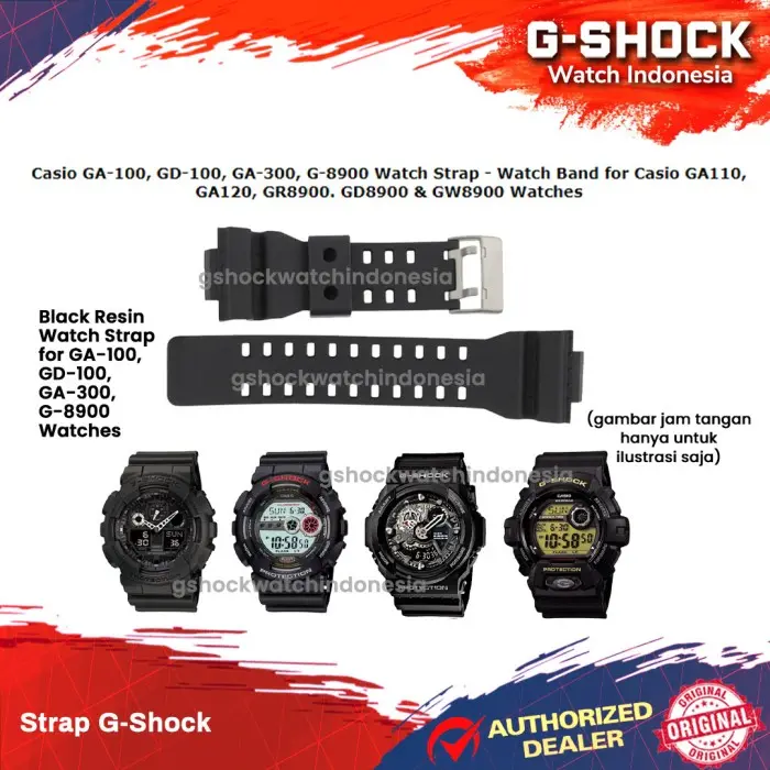 Tali Strap G-Shock GA-100 GA100 GA-110 GA110 GA-120 GD-100 Original Watch Black Jam 0
