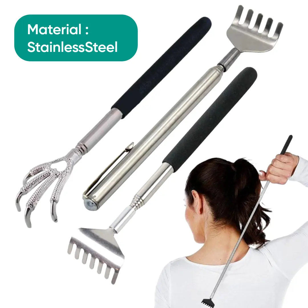 Alat Garuk Punggung Gatal Tongkat Stik Garukan Badan Panjang Stainless 50.5 56 68.5 cm