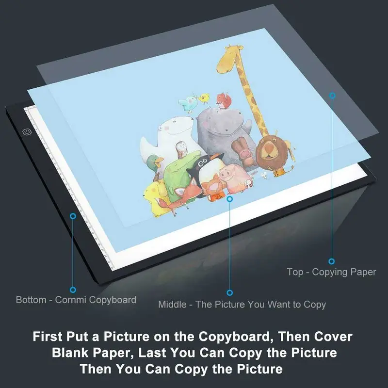 DAMLED Drawing Tracing Board LED A4 Adjustable Light with Dot Scale - D30 0