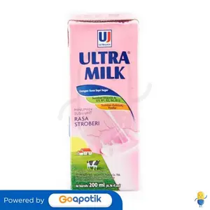 ULTRA SUSU UHT RASA STRAWBERRY 200 ML TETRAPAK