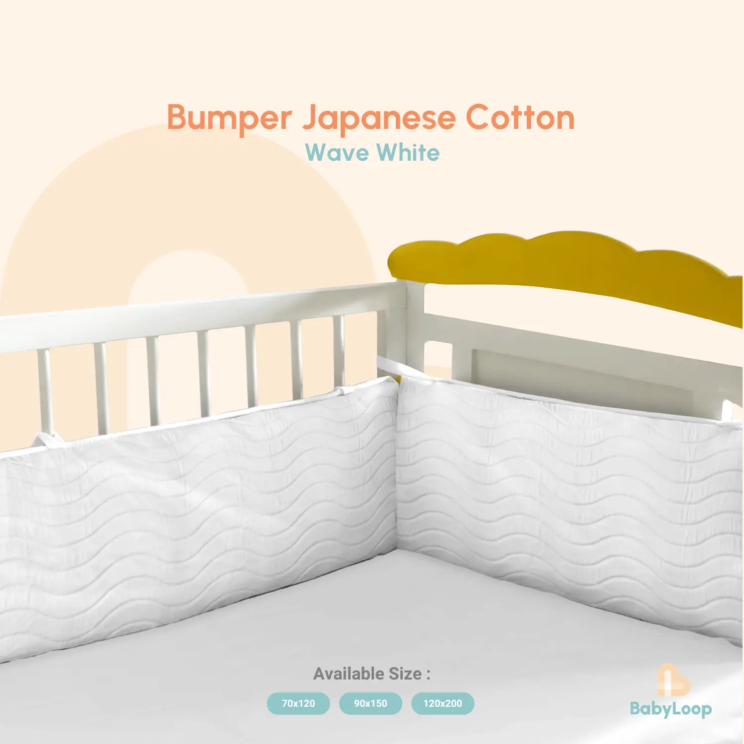 Bumper Lepas Cover - Baby Bumper Bed Japanese Cotton Wave Embroidery - Baby Loop