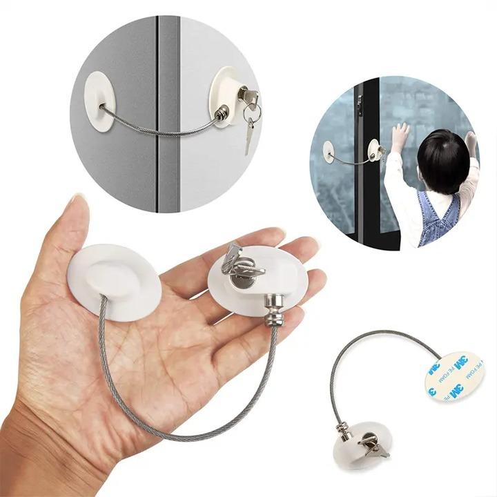 Grendel Rantai Kunci Pengaman Pintu Kulkas Laci Jendela Multifungsi Adhesive Safety Lock 3